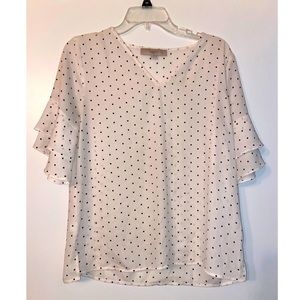 Polka Dot Flutter Sleeved Blouse